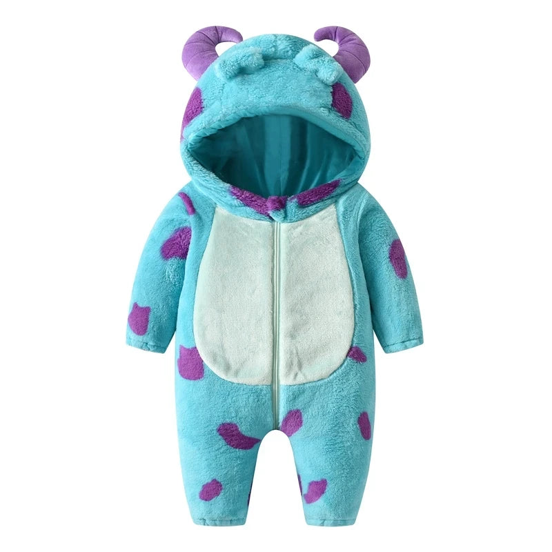 Fleece Animal Hood Baby Romper