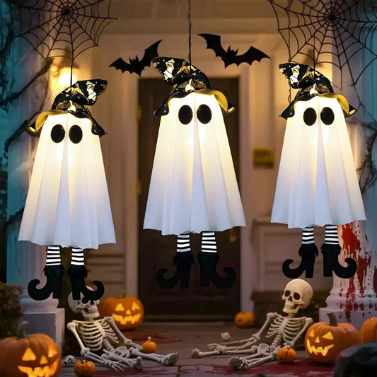 Light-Up Hanging Ghosts – Spooky Halloween Haunted House Decor