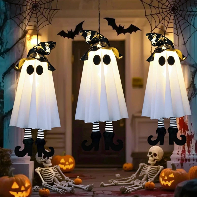 Light-Up Hanging Ghosts – Spooky Halloween Haunted House Decor