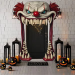 Creepy Clown Halloween Door Cover