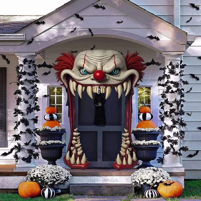Creepy Clown Halloween Door Cover