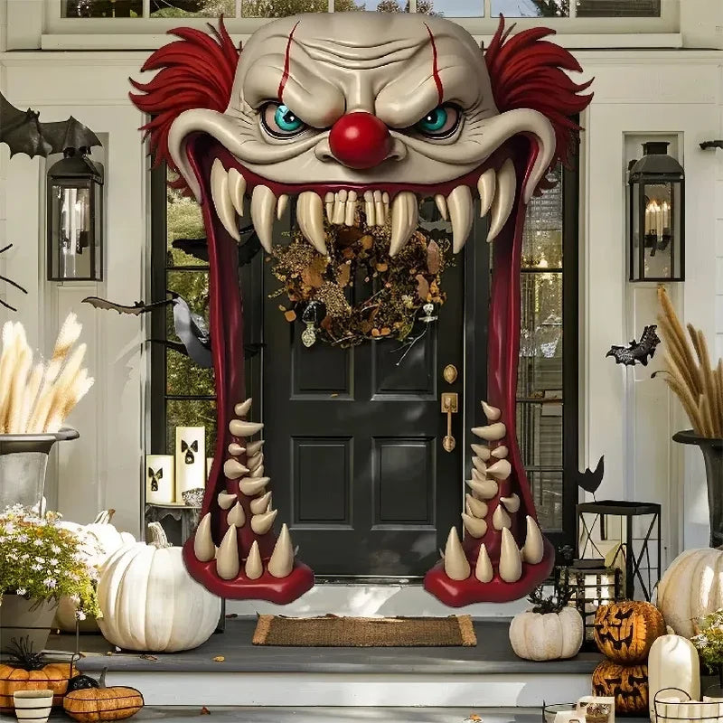 Creepy Clown Halloween Door Cover