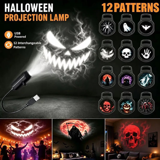 12-Pattern Halloween Projection Light – Spooky Indoor & Outdoor Decor