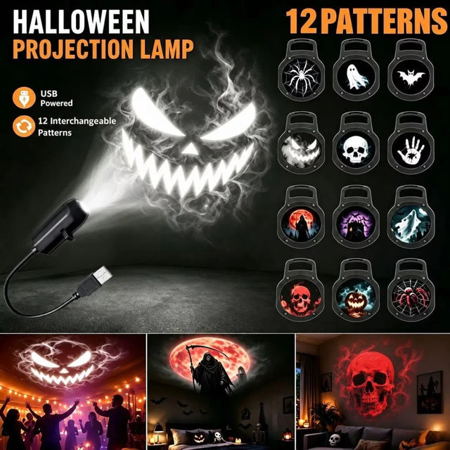 12-Pattern Halloween Projection Light – Spooky Indoor & Outdoor Decor